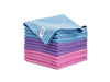 Paquete de 12 toallas de microfibra azul, púrpura y rosa