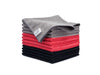 Paquete de 12 toallas de microfibra gris, roja y negra