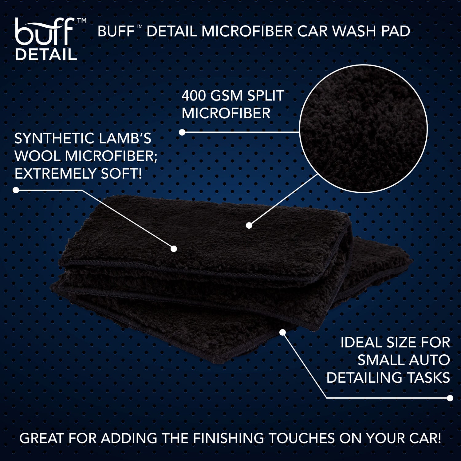 Almohadilla de microfibra Buff™ Detail para lavado de coches