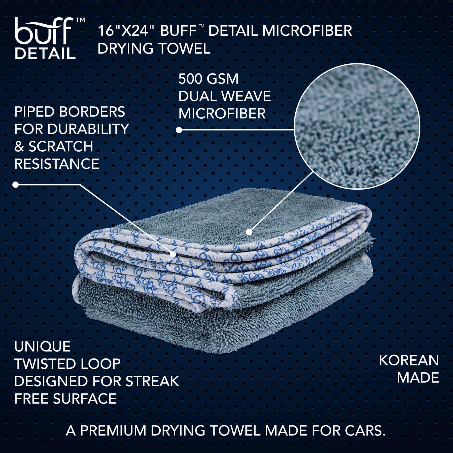Toalla de microfibra para secado Buff™ Detail de 16" x 24" 