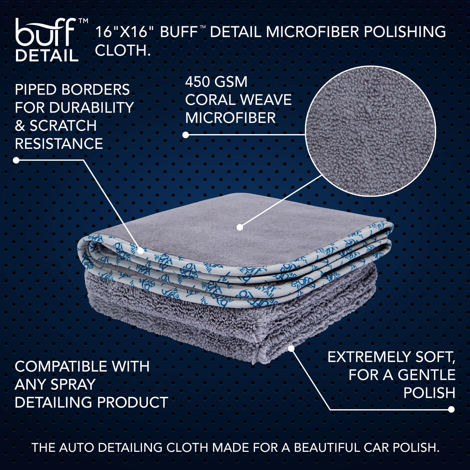 Paño de microfibra para pulido Buff™ Detail de 16" x 16" 